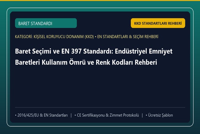 Baret Seçimi ve EN 397 Standardı: Endüstriyel Emniyet Baretleri Kullanım Ömrü ve Renk Kodları Rehberi