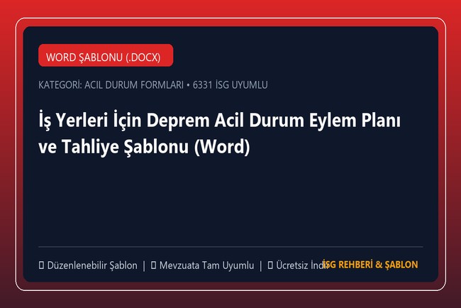 İş Yerleri İçin Deprem Acil Durum Eylem Planı ve Tahliye Şablonu (Word)