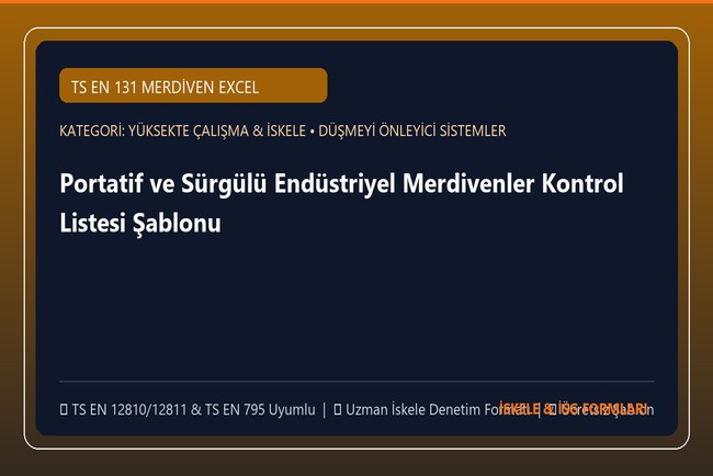Portatif ve Sürgülü Endüstriyel Merdivenler Kontrol Listesi Şablonu (Excel)