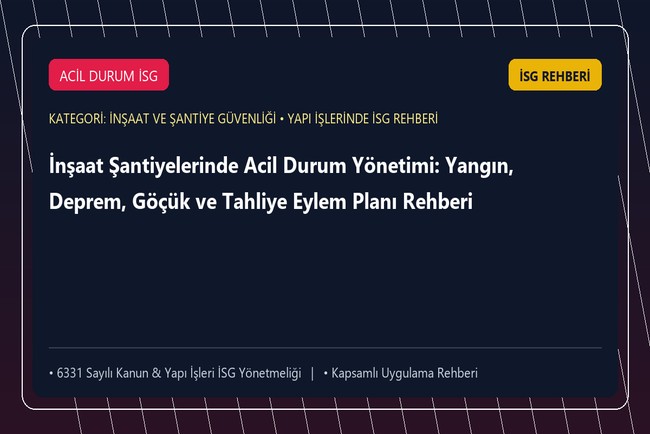 İnşaat Şantiyelerinde Acil Durum Yönetimi: Yangın, Deprem, Göçük ve Tahliye Eylem Planı Rehberi