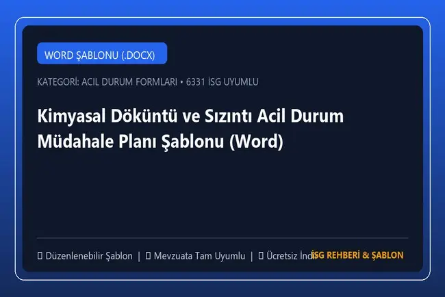 Kimyasal Döküntü ve Sızıntı Acil Durum Müdahale Planı Şablonu (Word)