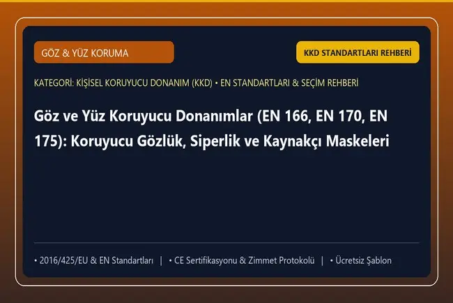 Göz ve Yüz Koruyucu Donanımlar (EN 166, EN 170, EN 175): Koruyucu Gözlük, Siperlik ve Kaynakçı Maskeleri