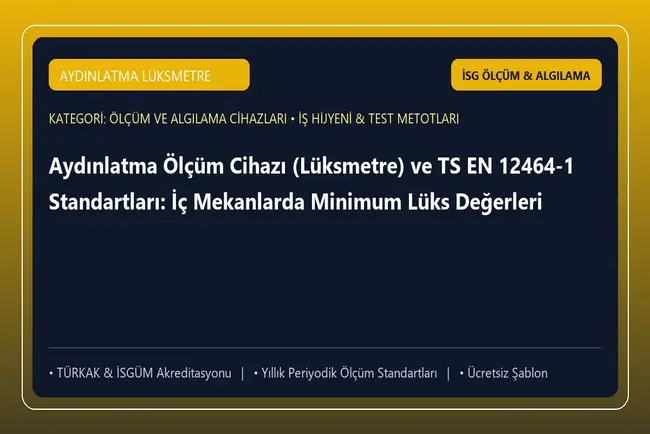 Aydınlatma Ölçüm Cihazı (Lüksmetre) ve TS EN 12464-1 Standartları: İç Mekanlarda Minimum Lüks Değerleri