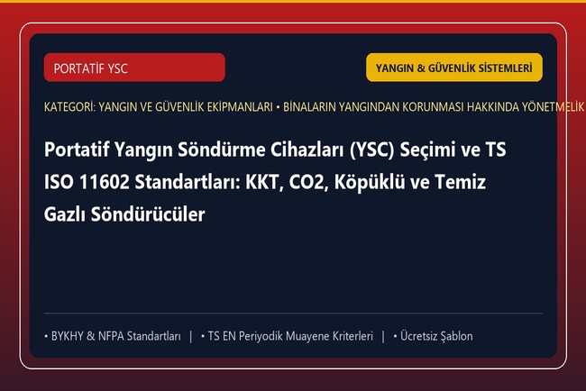 Portatif Yangın Söndürme Cihazları (YSC) Seçimi ve TS ISO 11602 Standartları: KKT, CO2, Köpüklü ve Temiz Gazlı Söndürücüler