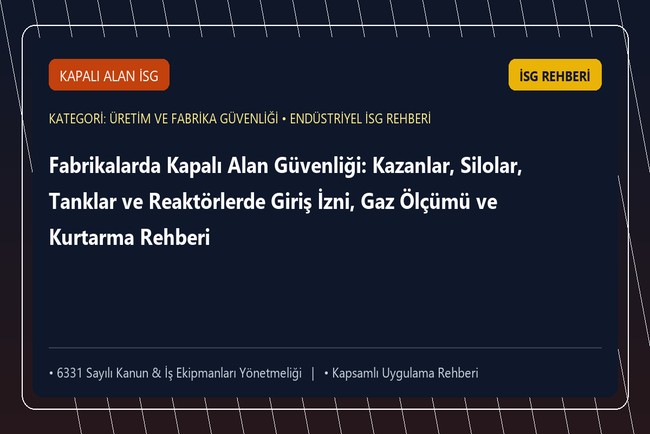 Fabrikalarda Kapalı Alan Güvenliği: Kazanlar, Silolar, Tanklar ve Reaktörlerde Giriş İzni, Gaz Ölçümü ve Kurtarma Rehberi