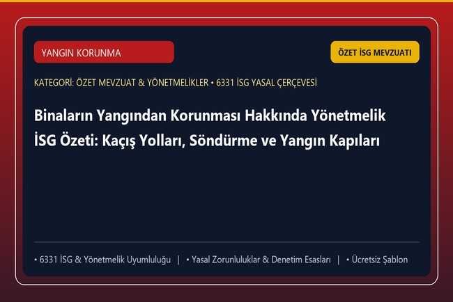 Binaların Yangından Korunması Hakkında Yönetmelik İSG Özeti: Kaçış Yolları, Söndürme ve Yangın Kapıları