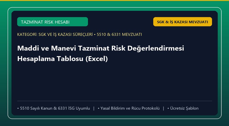 Maddi ve Manevi Tazminat Risk Değerlendirmesi Hesaplama Tablosu (Excel)