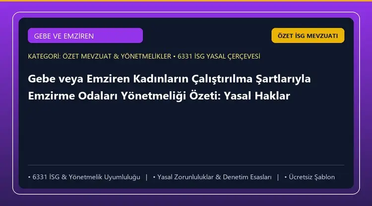 Gebe veya Emziren Kadınların Çalıştırılma Şartlarıyla Emzirme Odaları Yönetmeliği Özeti: Yasal Haklar