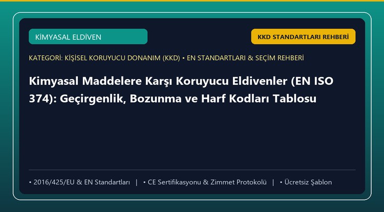 Kimyasal Maddelere Karşı Koruyucu Eldivenler (EN ISO 374): Geçirgenlik, Bozunma ve Harf Kodları Tablosu