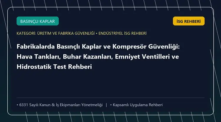 Fabrikalarda Basınçlı Kaplar ve Kompresör Güvenliği: Hava Tankları, Buhar Kazanları, Emniyet Ventilleri ve Hidrostatik Test Rehberi