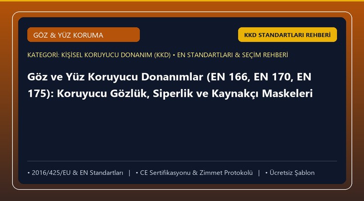 Göz ve Yüz Koruyucu Donanımlar (EN 166, EN 170, EN 175): Koruyucu Gözlük, Siperlik ve Kaynakçı Maskeleri
