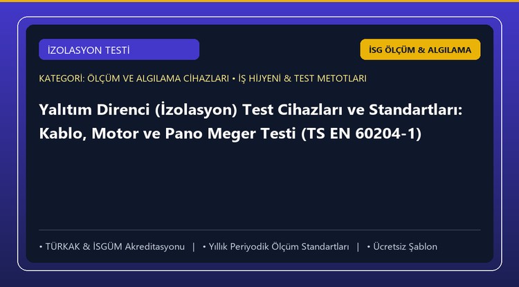 Yalıtım Direnci (İzolasyon) Test Cihazları ve Standartları: Kablo, Motor ve Pano Meger Testi (TS EN 60204-1)