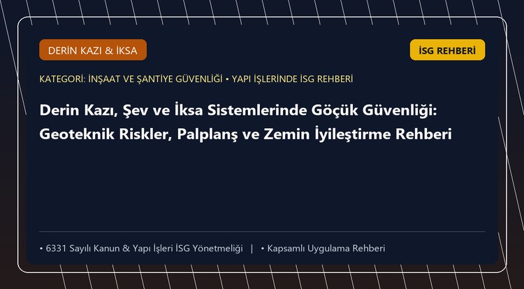 Derin Kazı, Şev ve İksa Sistemlerinde Göçük Güvenliği: Geoteknik Riskler, Palplanş ve Zemin İyileştirme Rehberi