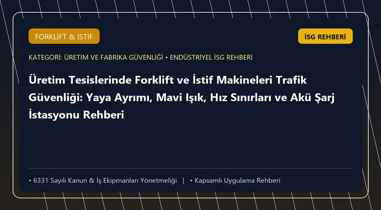Üretim Tesislerinde Forklift ve İstif Makineleri Trafik Güvenliği: Yaya Ayrımı, Mavi Işık, Hız Sınırları ve Akü Şarj İstasyonu Rehberi