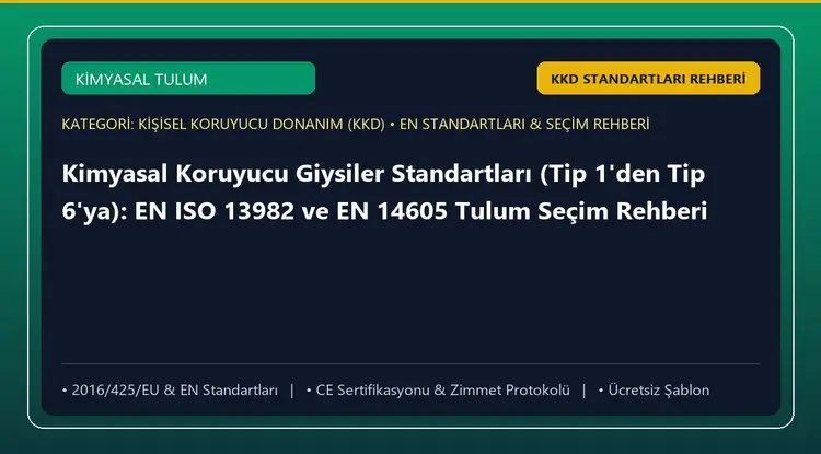 Kimyasal Koruyucu Giysiler Standartları (Tip 1'den Tip 6'ya): EN ISO 13982 ve EN 14605 Tulum Seçim Rehberi