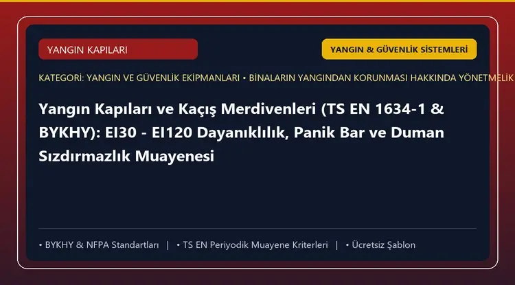 Yangın Kapıları ve Kaçış Merdivenleri (TS EN 1634-1 & BYKHY): EI30 - EI120 Dayanıklılık, Panik Bar ve Duman Sızdırmazlık Muayenesi