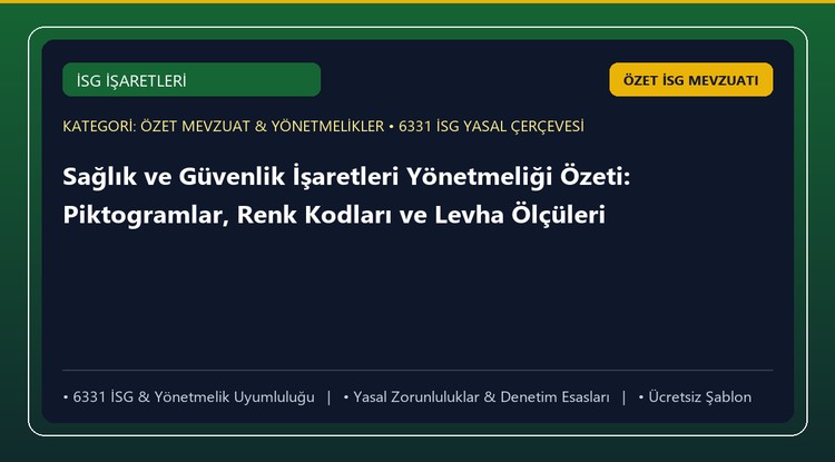 Sağlık ve Güvenlik İşaretleri Yönetmeliği Özeti: Piktogramlar, Renk Kodları ve Levha Ölçüleri
