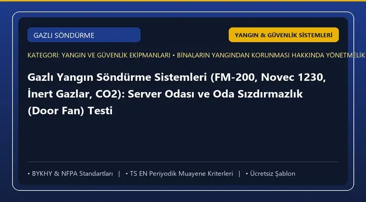 Gazlı Yangın Söndürme Sistemleri (FM-200, Novec 1230, İnert Gazlar, CO2): Server Odası ve Oda Sızdırmazlık (Door Fan) Testi