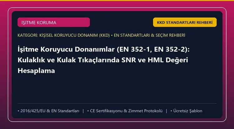 İşitme Koruyucu Donanımlar (EN 352-1, EN 352-2): Kulaklık ve Kulak Tıkaçlarında SNR ve HML Değeri Hesaplama