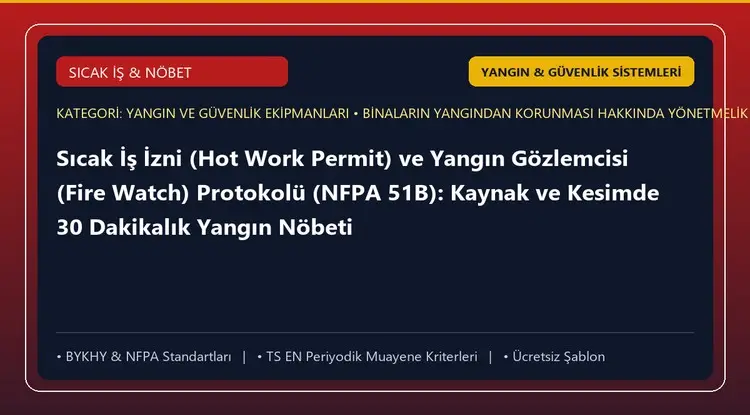 Sıcak İş İzni (Hot Work Permit) ve Yangın Gözlemcisi (Fire Watch) Protokolü (NFPA 51B): Kaynak ve Kesimde 30 Dakikalık Yangın Nöbeti